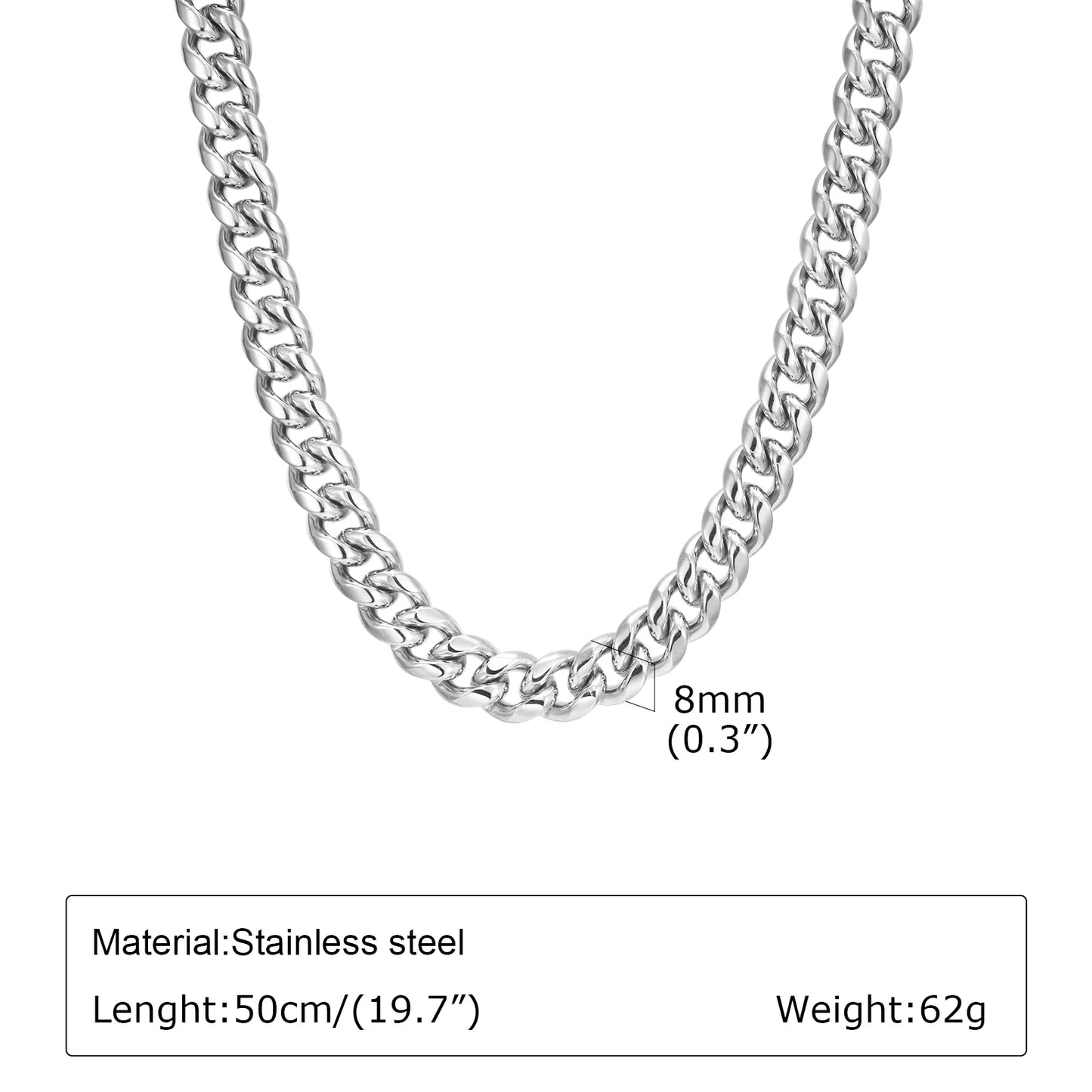 Vnox Steel Cuban Chain Necklace