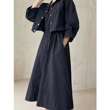 REALEFT Women's 2-Piece Short Jacket & Tank Dress Set