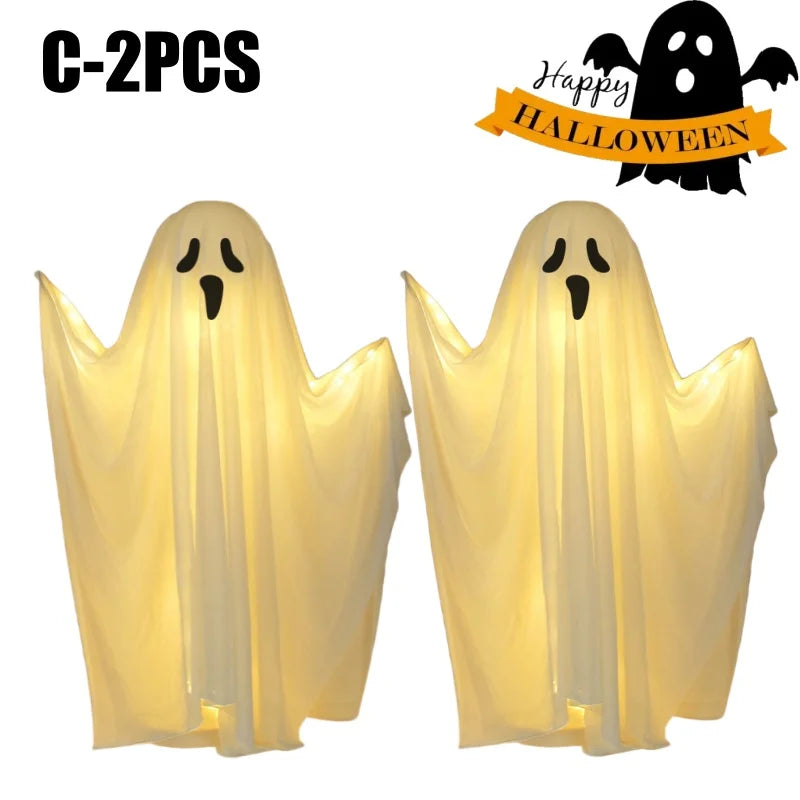 Life-Size Scary Standing Ghost Decor - Glow-in-the-Dark Halloween Outdoor Prop