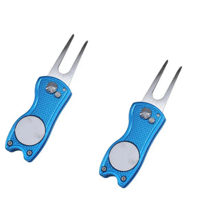 Foldable Golf Divot Repair Tool with Golf Ball Groove Cleaner