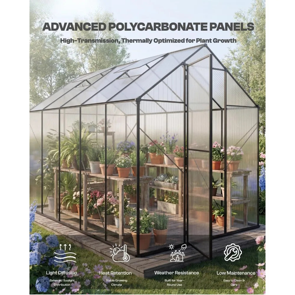 Greenhouse with Aluminum Frame & Roof Vent