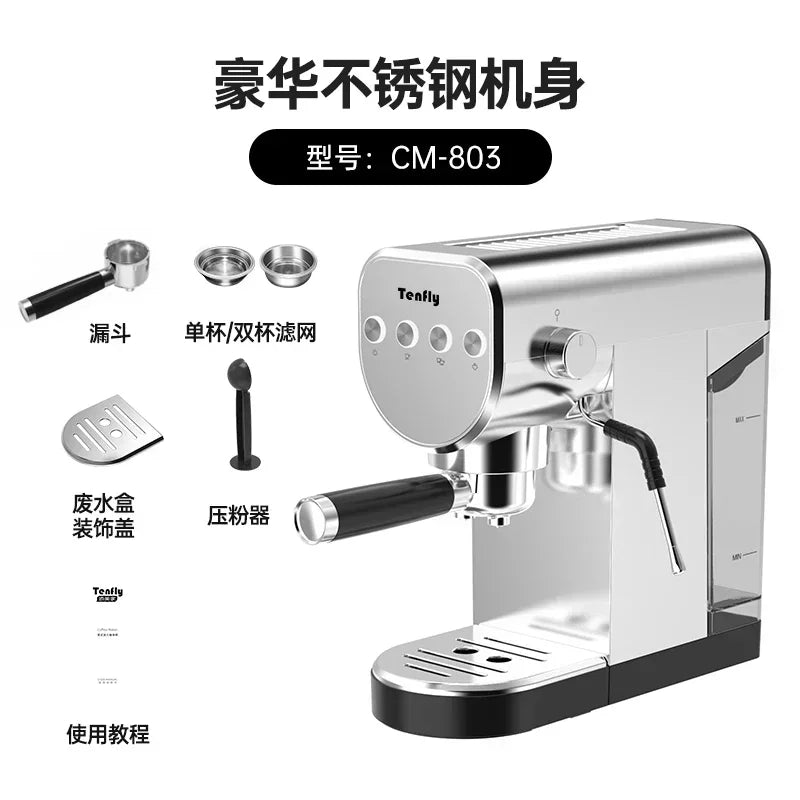 Tenfly Semi-Automatic Steam Milk Frothing Italian Coffee Maker