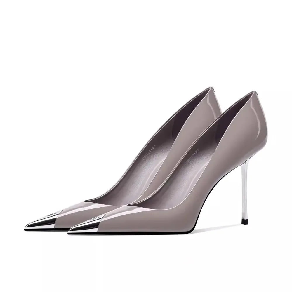 Women's Elegant Patent Leather Pointed-Toe High Heel Pumps
