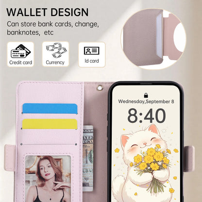 Cat Shape Litchi Leather Flip Wallet Phone Case with Mirror for iPhone