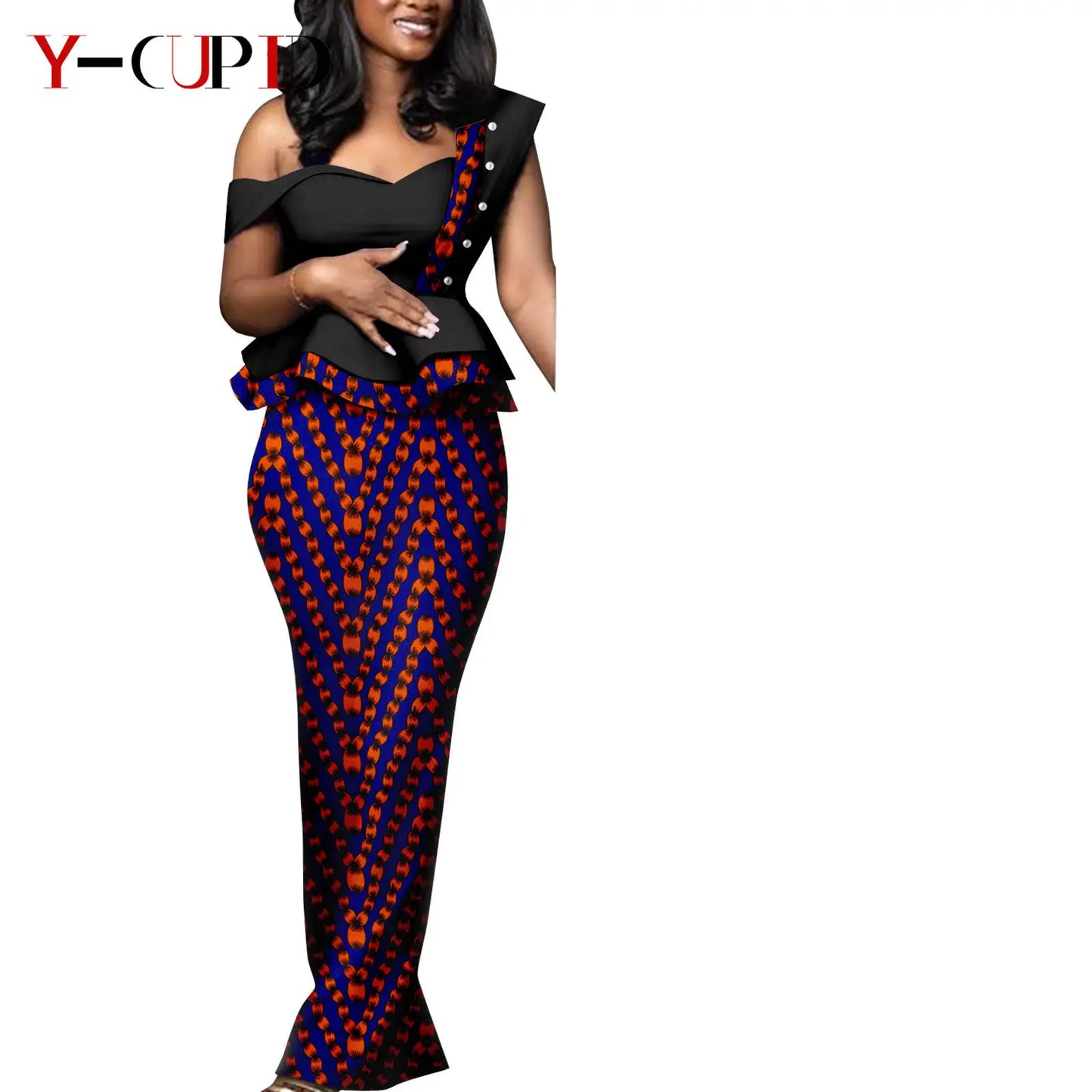 African Print Matching Couple Outfits Men's Dashiki Shirt Set & Women's Dress