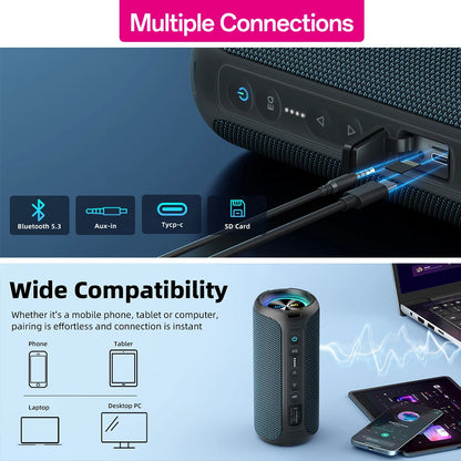 Ortizan 40W Portable Bluetooth Speaker, Wireless Outdoor IPX7 Waterproof Speaker with RGB Lights