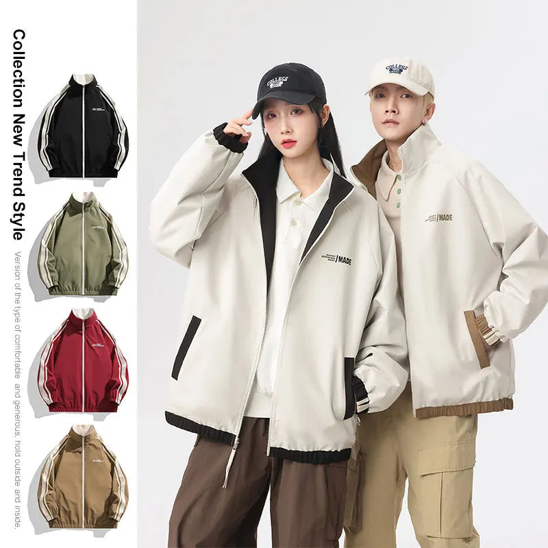 Unisex Reversible Outdoor Windproof Jacket – Splashproof Double-Sided Coat