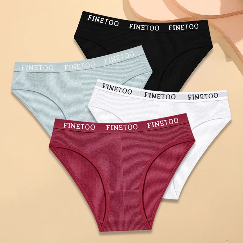 FINETOO 4Pcs Cotton Breathable Panties