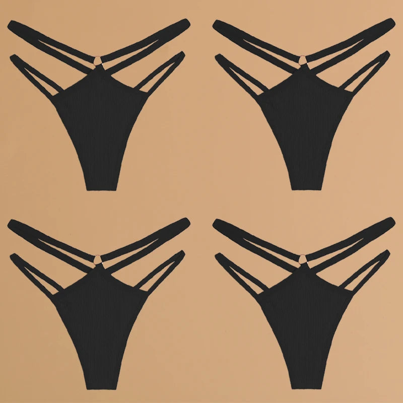 FINETOO 4Pcs Cotton Double Thin Thongs
