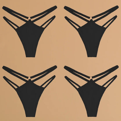 FINETOO 4Pcs Cotton Double Thin Thongs