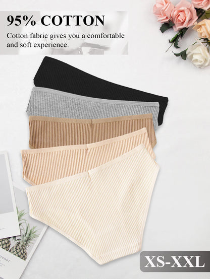 10PCS Pure Cotton Ribbed Briefs