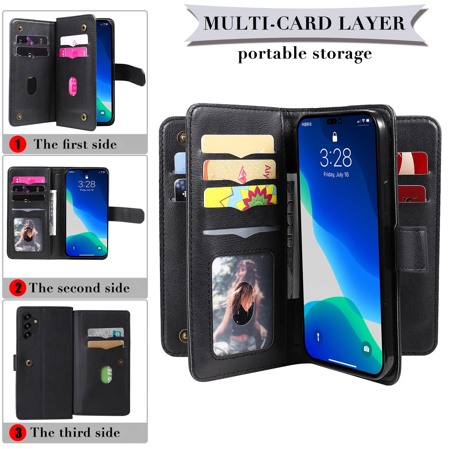 Samsung Leather Storage Compartment Flip Card Slot Wallet Case