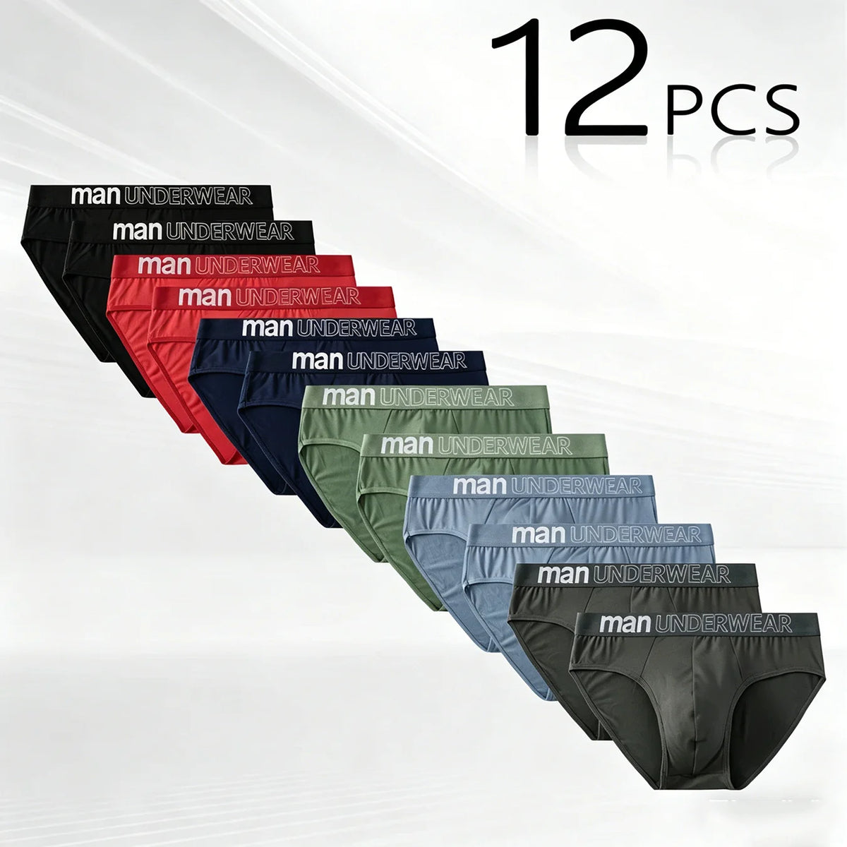 6/12 Pack Men's Letter Print Elastic Briefs