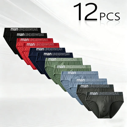 6/12 Pack Men's Letter Print Elastic Briefs