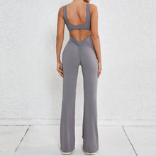 Seamless Backless Scrunch Fitness Flared Leg Jumpsuit