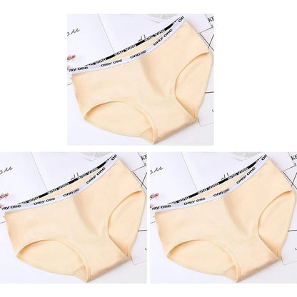 3-Pack Women's Pure Cotton Mid-Waist Briefs