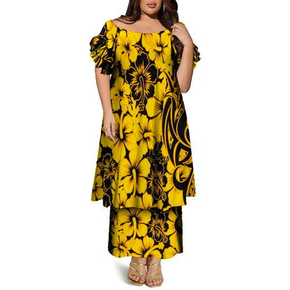 Women’s Plus Size Bohemian Floral Print Maxi Dress – Casual O-Neck Ankle-Length Dress