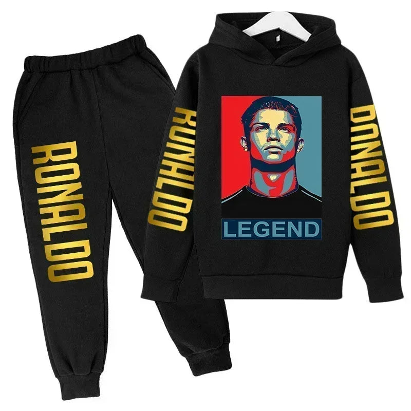 Ronaldo Print Hoodie + Pants Suit Set