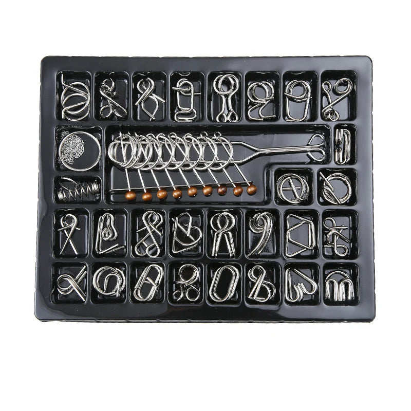 Classical Metal Wire Brain Teasers & IQ Puzzle Set