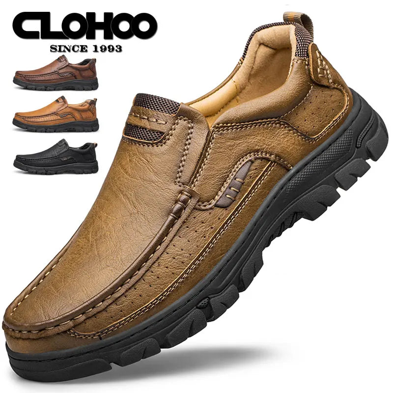 Men’s Classic Leather Slip-On Loafers – Lightweight Casual Driving & Dress Shoes