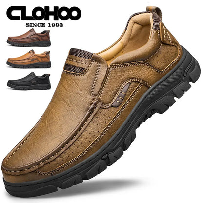 Men’s Classic Leather Slip-On Loafers – Lightweight Casual Driving & Dress Shoes
