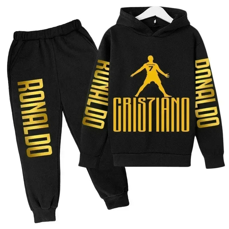 Ronaldo Print Hoodie + Pants Suit Set