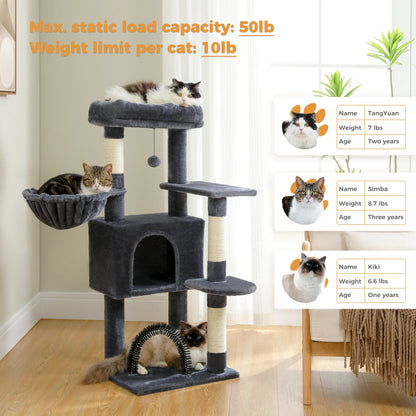 PAWZ Road Multi-Level Cat Tree Tower - 41" Indoor Cat Condo with Plush Perch & Sisal Scratching Posts