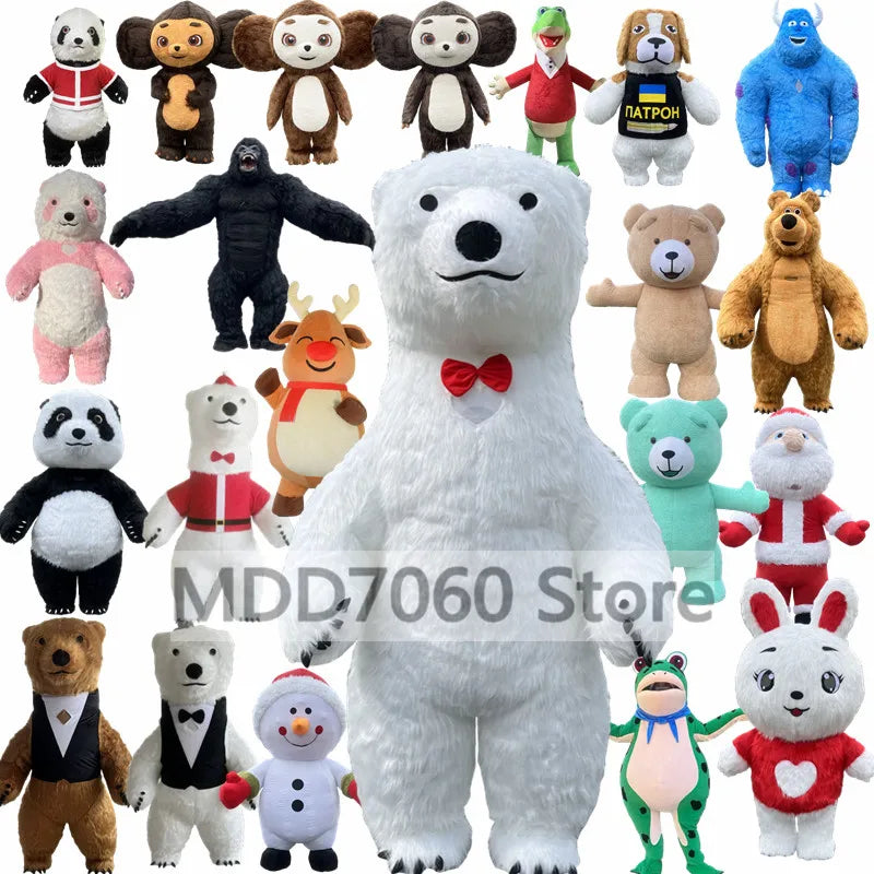 Giant Panda & Polar Bear Inflatable Costume – Adult Walking Plush Mascot Suit for Cosplay & Parties