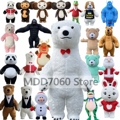 Giant Panda & Polar Bear Inflatable Costume – Adult Walking Plush Mascot Suit for Cosplay & Parties