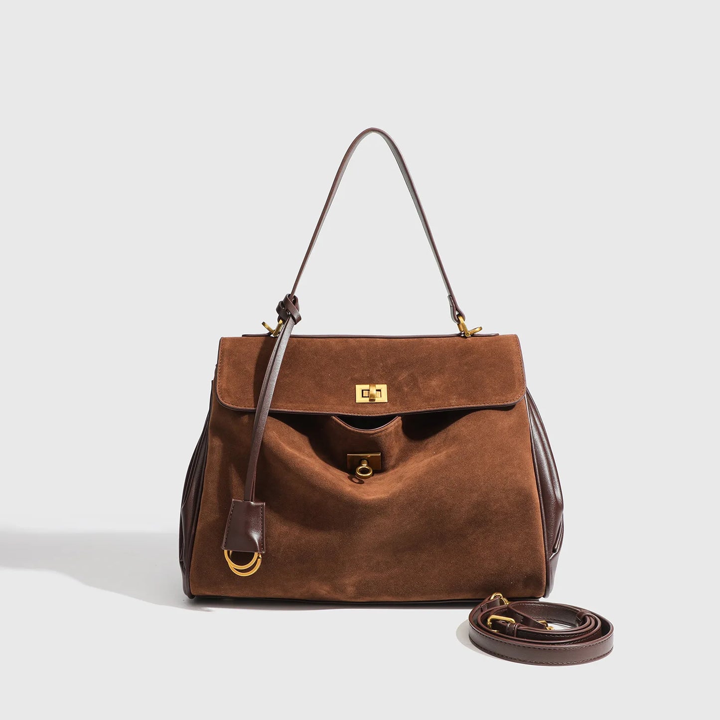 Women's Split Leather Large Capacity Tote Bag & Shoulder Handbag