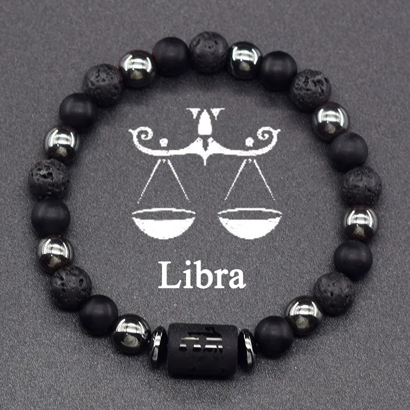 Natural Tiger Eye Stone 12 Zodiac Constellation Bead Bracelet