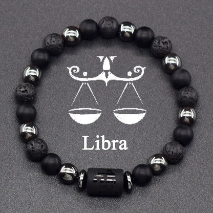Natural Tiger Eye Stone 12 Zodiac Constellation Bead Bracelet