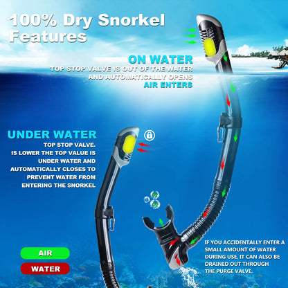 Adult Panoramic 3-Window Tempered Glass Diving & Snorkel Mask Set