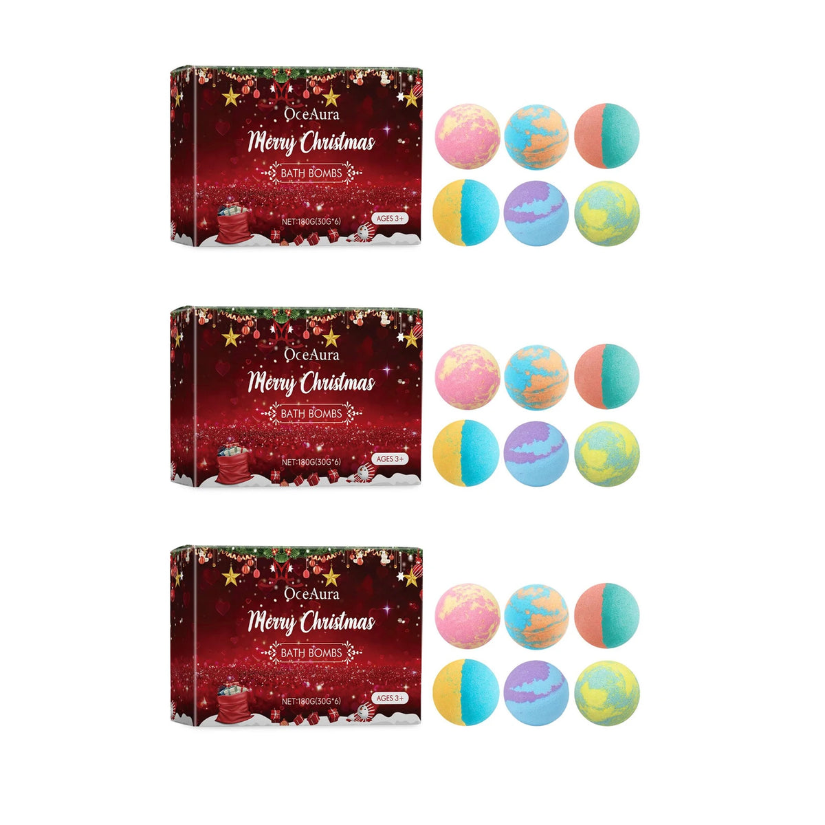 OceAura Festive Christmas Bath Bombs Gift Set