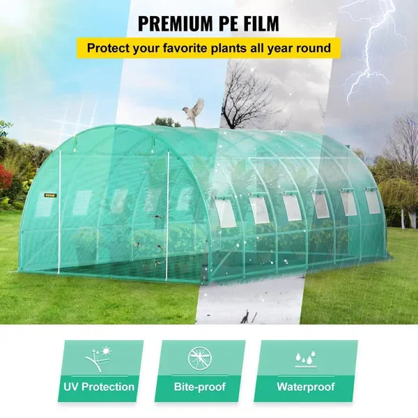 20 x 10 x 7 ft Walk-in Tunnel Greenhouse with Galvanized Steel Hoops