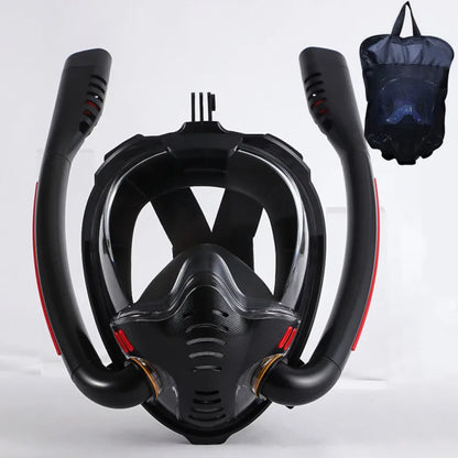 Double Tube Silicone Full Dry Diving Mask
