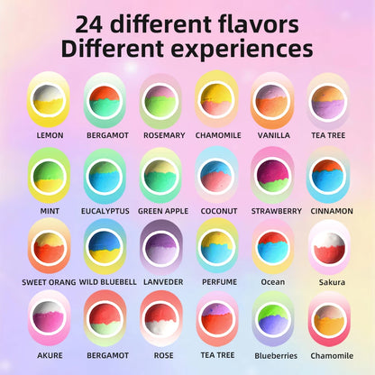 Vremou 24-Pack Kids' Bath Bombs Set – Organic Essential Oil Fizzy Spa Gift with Toys Inside