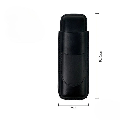 Xifei 2 Slot Leather Cigar Case Set W/ Stainless Steel Cutter