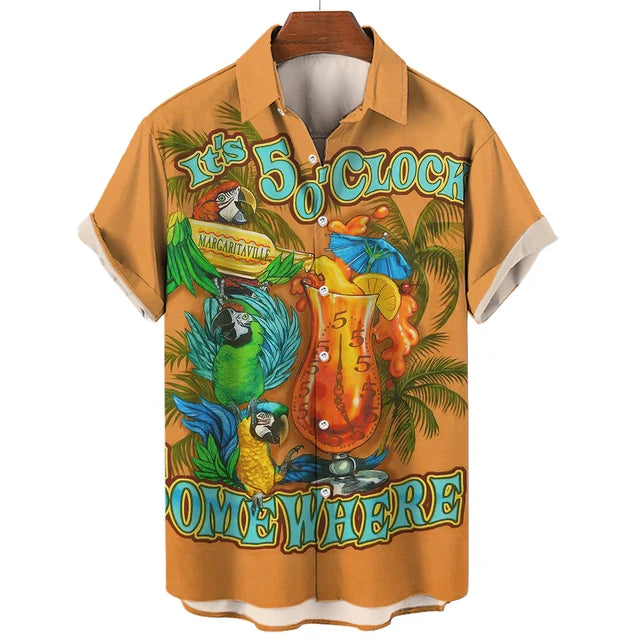Vibrant Parrot Tropical Floral Print Shirt