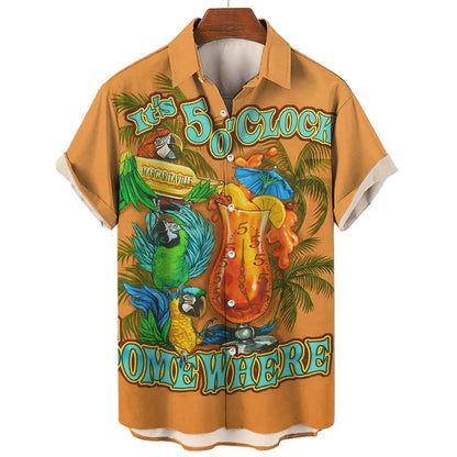 Vibrant Parrot Tropical Floral Print Shirt