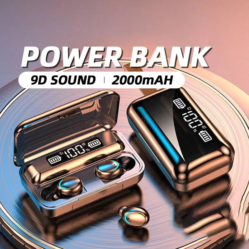 F9-5 Wireless Bluetooth 5.3 Earbuds with LED Power Bank Case