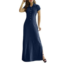 Cross Border Long Dress Shirt Collar Split Pocket Large Swing Dress