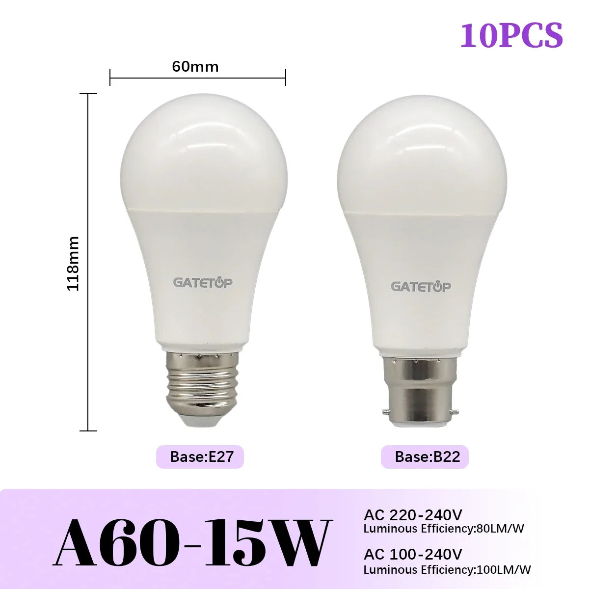 High-Efficiency Energy Saving LED Light Bulbs (E27 / B22 Base)