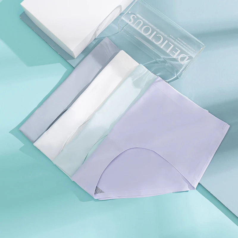 Women's Ice Silk Seamless Panties (3-Pack) – Mid-Waist Invisible Briefs