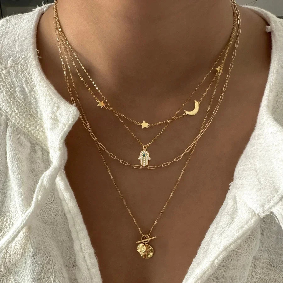Gold Color Designer Multilayer Chain