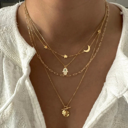 Gold Color Designer Multilayer Chain