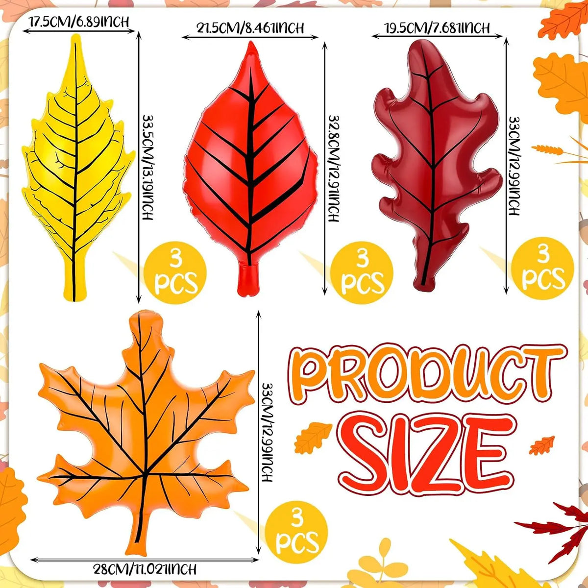 12 Pcs Fall Inflatable Leaf Outdoor Decorations, Large Inflatable Maple Leaf Ball Balloons