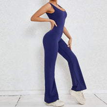 Seamless Backless Scrunch Fitness Flared Leg Jumpsuit