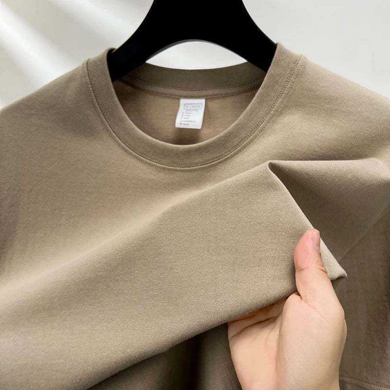 Men's 100% Cotton Solid Color Casual Short-Sleeve T-Shirt