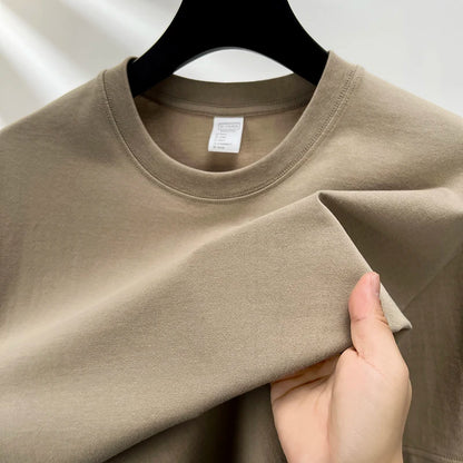 Men's 100% Cotton Solid Color Casual Short-Sleeve T-Shirt